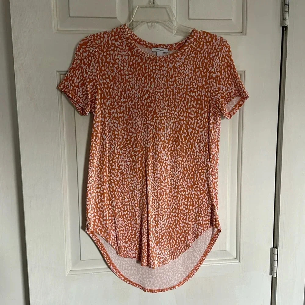 Daily Ritual Orange Patterned Tee Small